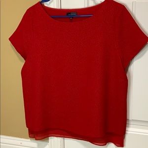 formal dark red patterned/textured blouse top